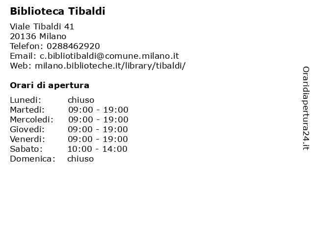 Biblioteca zona 5 Tibaldi a Milano: indirizzo e orari di apertura