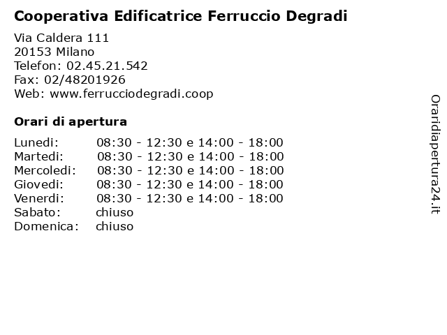 Cooperativa Edificatrice Ferruccio Degradi a Milano: indirizzo e orari di apertura