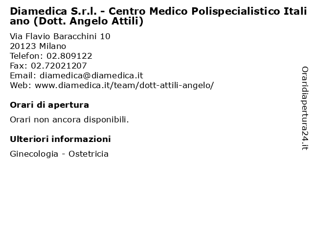 Diamedica S.r.l. - Centro Medico Polispecialistico Italiano (Dott. Angelo Attili) a Milano: indirizzo e orari di apertura