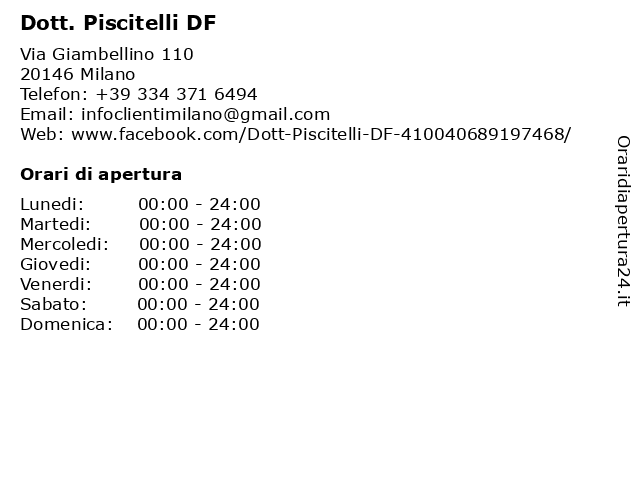 Dott. Piscitelli DF a Milano: indirizzo e orari di apertura