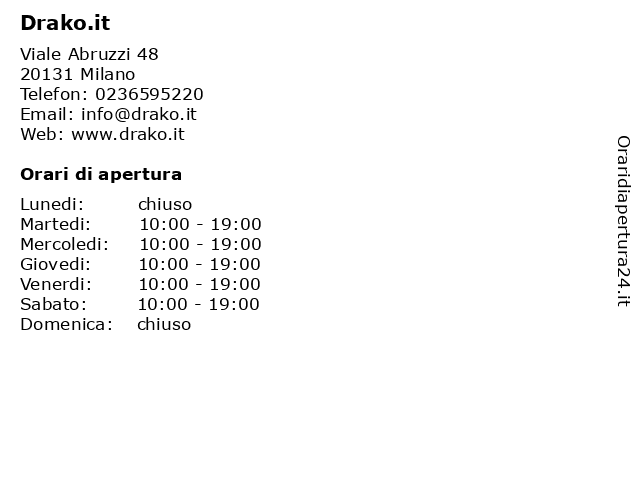 ᐅ Orari Drako It Viale Abruzzi 48 131 Milano