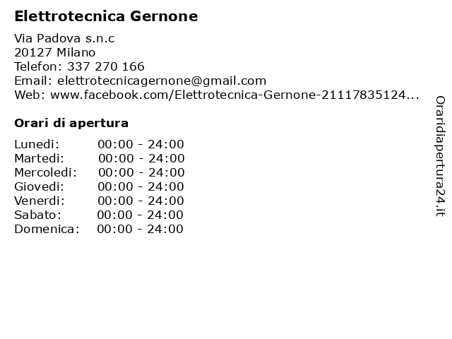 Elettrotecnica Gernone a Milano: indirizzo e orari di apertura