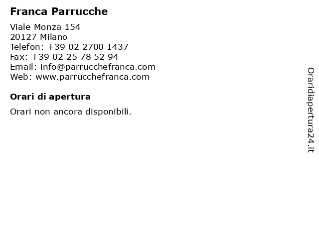 ᐅ Orari Franca Parrucche | Viale Monza 154, 20127 Milano