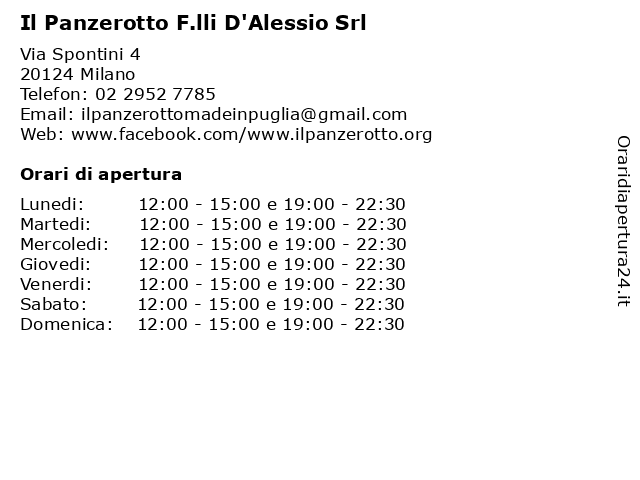 Il Panzerotto F.lli D'Alessio Srl a Milano: indirizzo e orari di apertura