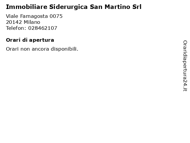 Immobiliare Siderurgica San Martino Srl a Milano: indirizzo e orari di apertura