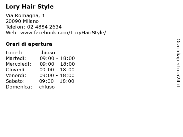 Lory Hair Style a Milano: indirizzo e orari di apertura