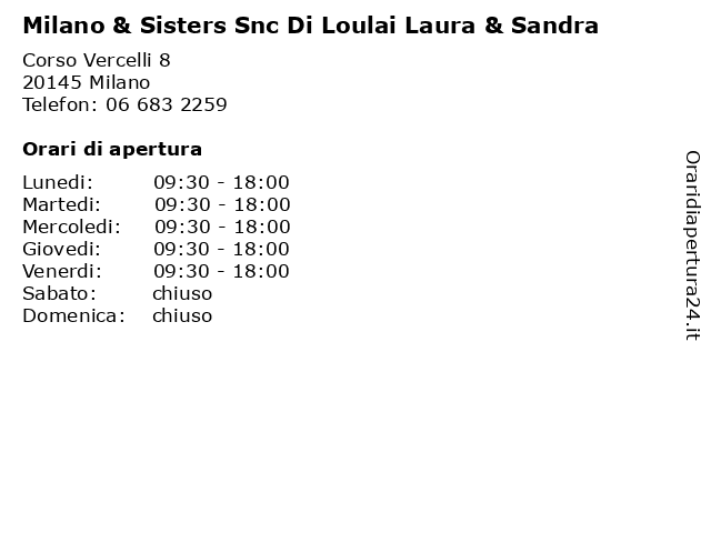 Milano & Sisters Snc Di Loulai Laura & Sandra a Milano: indirizzo e orari di apertura