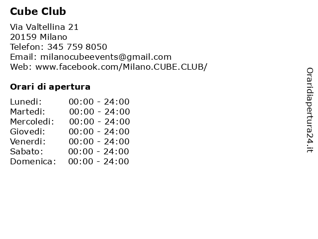 Milano Cube Club a Milano: indirizzo e orari di apertura