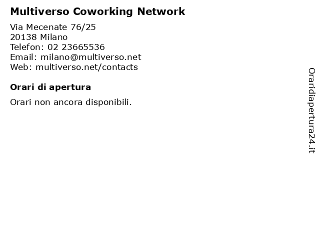 Multiverso Coworking Network a Milano: indirizzo e orari di apertura