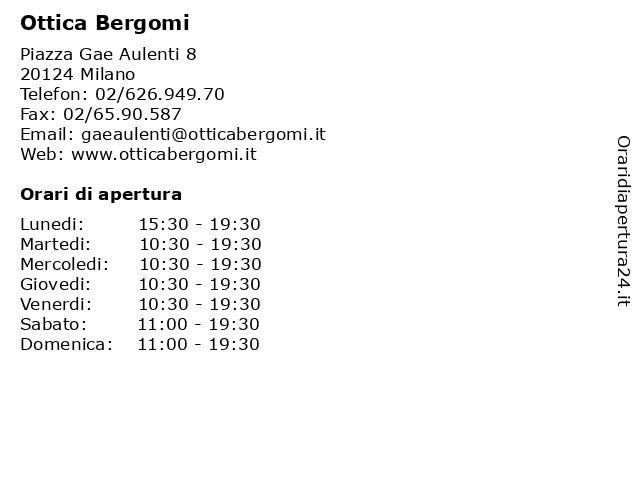 ᐅ Orari Ottica Bergomi Piazza Gae Aulenti 8 124 Milano