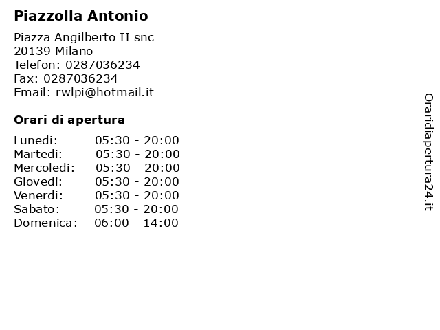 Piazzolla Antonio a Milano: indirizzo e orari di apertura