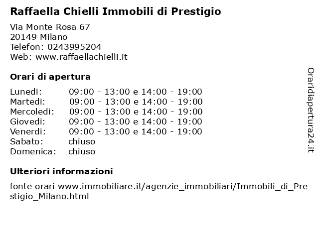 Raffaella Chielli Immobili di Prestigio a Milano: indirizzo e orari di apertura