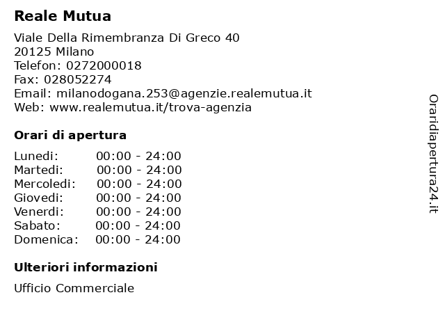 Reale Mutua a Milano: indirizzo e orari di apertura