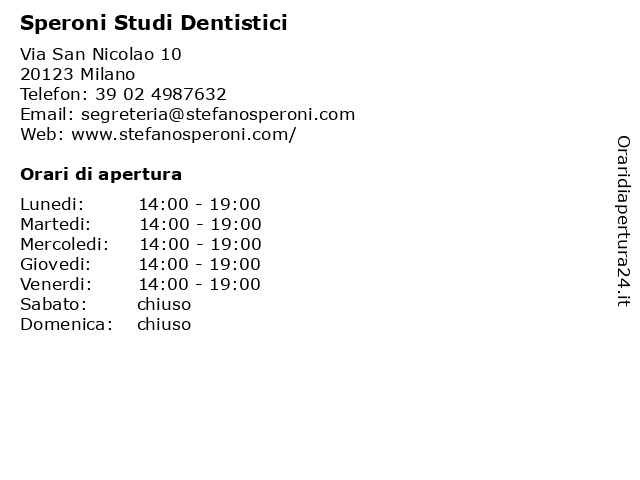 Speroni Studi Dentistici a Milano: indirizzo e orari di apertura