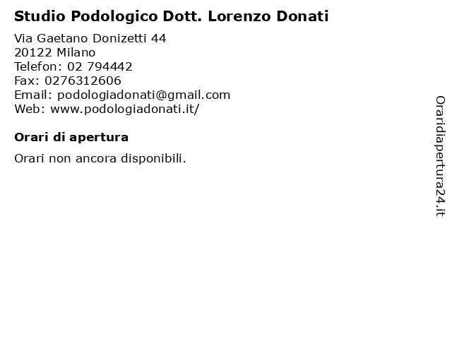 Studio Podologico Dott. Lorenzo Donati a Milano: indirizzo e orari di apertura
