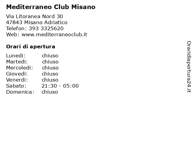 Mediterraneo Club Misano a Misano Adriatico: indirizzo e orari di apertura