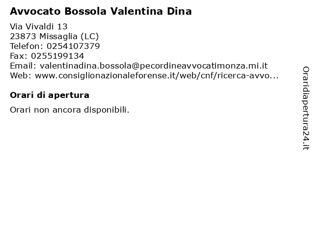 Avvocato Bossola Valentina Dina a Missaglia (LC): indirizzo e orari di apertura