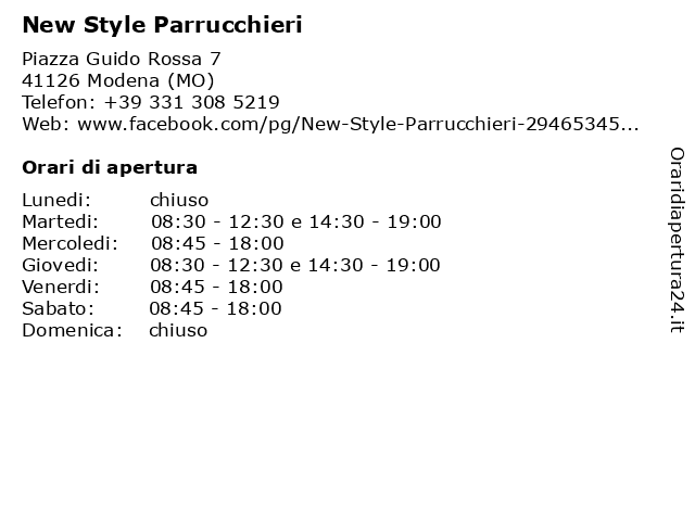 New Style Parrucchieri a Modena (MO): indirizzo e orari di apertura