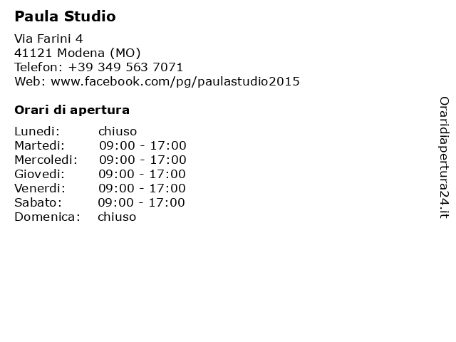 Paula Studio a Modena (MO): indirizzo e orari di apertura