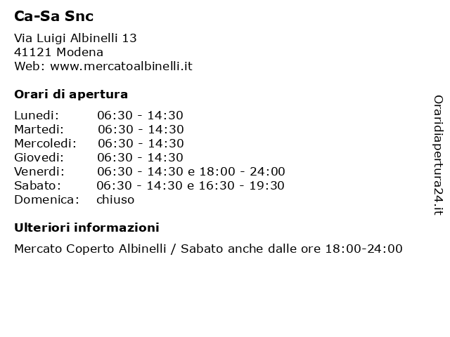 Ca-Sa Snc a Modena: indirizzo e orari di apertura