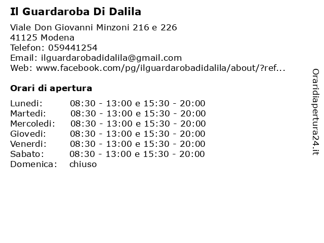 Il Guardaroba Di Dalila a Modena: indirizzo e orari di apertura