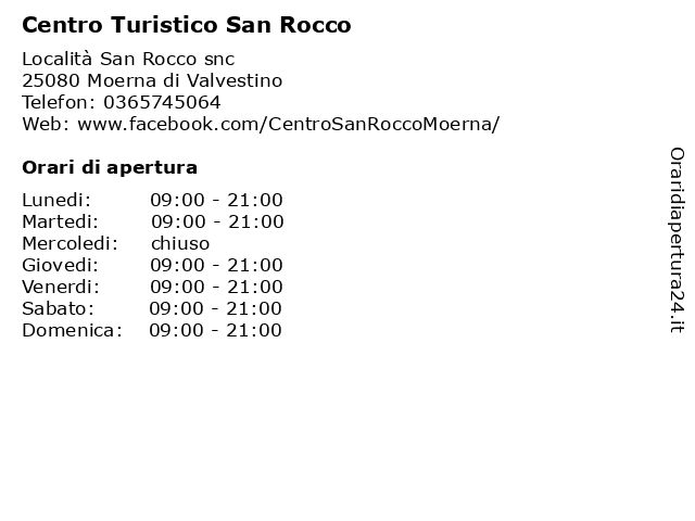 Centro Turistico San Rocco a Moerna di Valvestino: indirizzo e orari di apertura