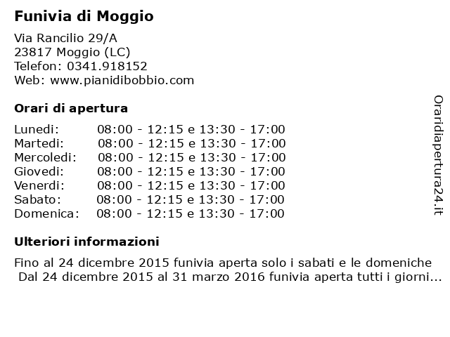 Funivia di Moggio a Moggio (LC): indirizzo e orari di apertura