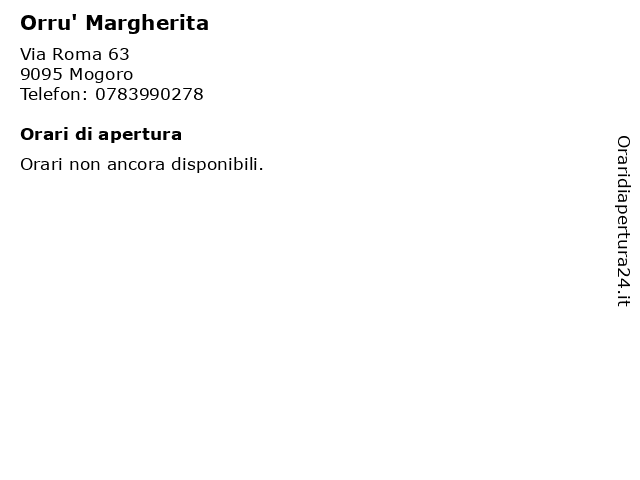 Orru' Margherita a Mogoro: indirizzo e orari di apertura