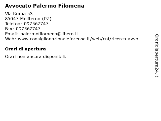 Avvocato Palermo Filomena a Moliterno (PZ): indirizzo e orari di apertura
