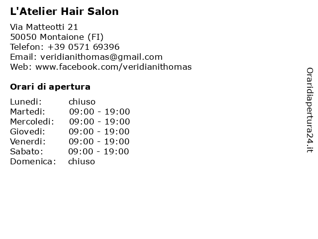 ᐅ di „L'Atelier Hair Salon“ Via Matteotti