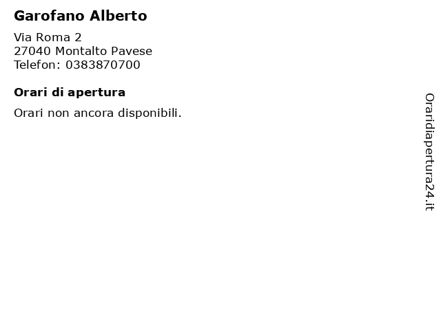 Garofano Alberto a Montalto Pavese: indirizzo e orari di apertura