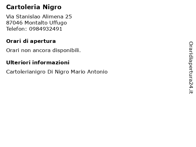 Cartoleria Nigro a Montalto Uffugo: indirizzo e orari di apertura