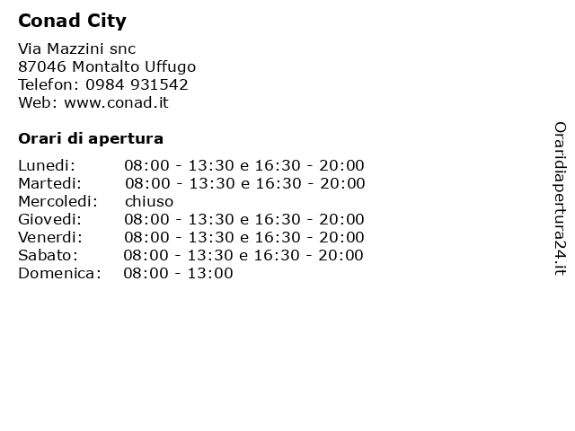 Conad City a Montalto Uffugo: indirizzo e orari di apertura