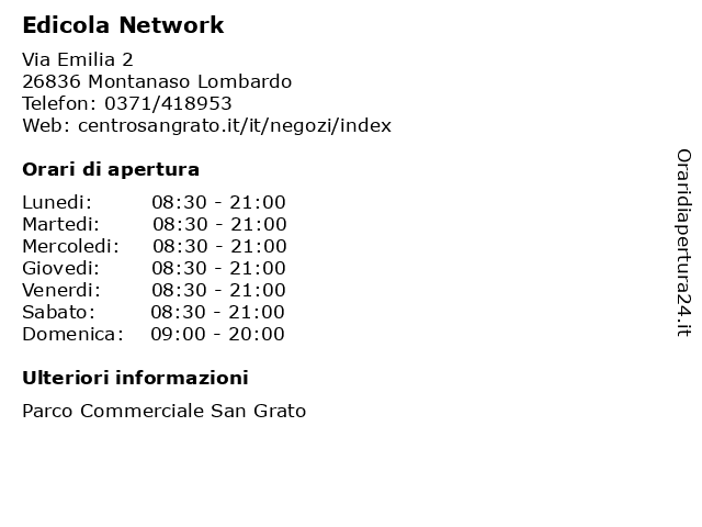 Edicola Network a Montanaso Lombardo: indirizzo e orari di apertura