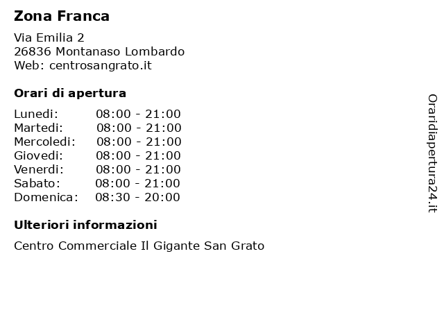 Zona Franca a Montanaso Lombardo: indirizzo e orari di apertura
