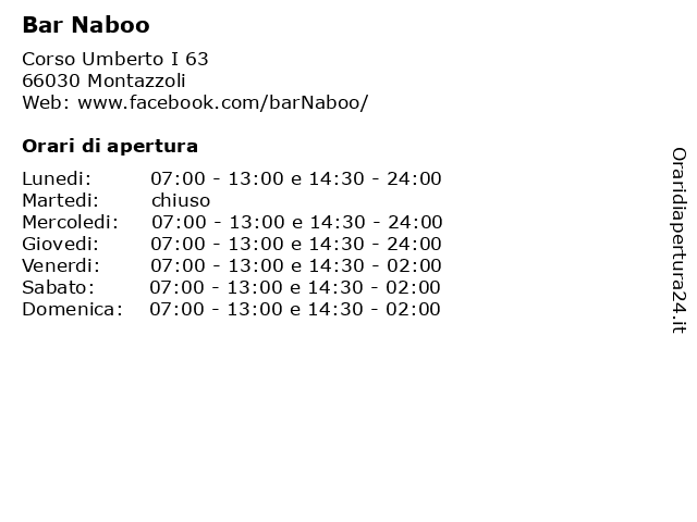 Bar Naboo a Montazzoli: indirizzo e orari di apertura