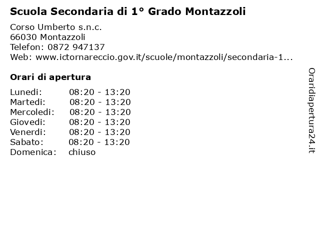 Scuola Secondaria di 1° Grado Montazzoli a Montazzoli: indirizzo e orari di apertura
