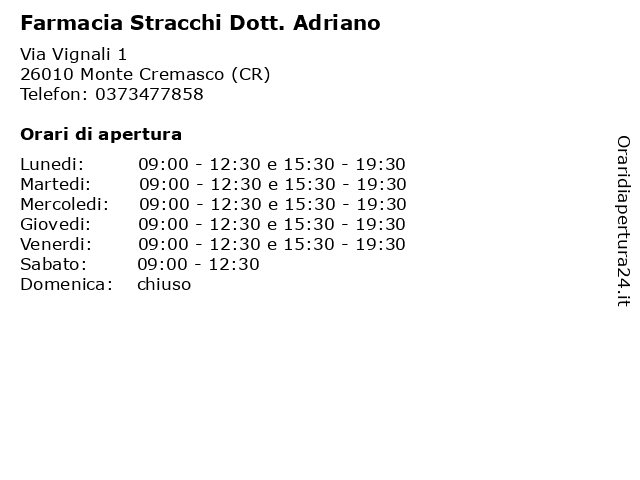 Farmacia Stracchi Dott. Adriano a Monte Cremasco (CR): indirizzo e orari di apertura