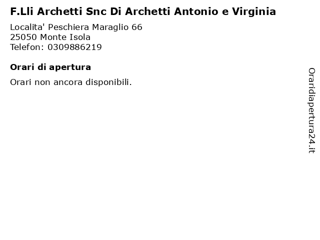 F.Lli Archetti Snc Di Archetti Antonio e Virginia a Monte Isola: indirizzo e orari di apertura