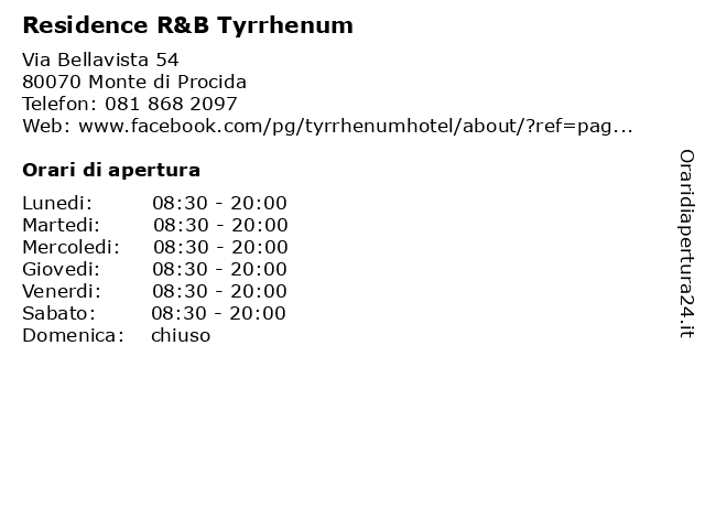 Residence R&B Tyrrhenum a Monte di Procida: indirizzo e orari di apertura