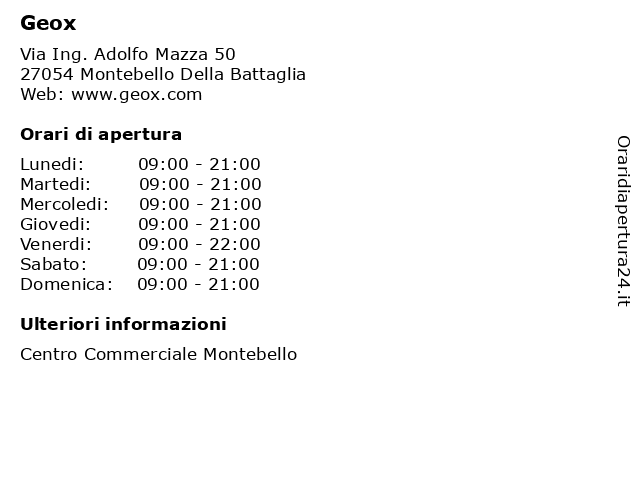 Geox a Montebello Della Battaglia: indirizzo e orari di apertura