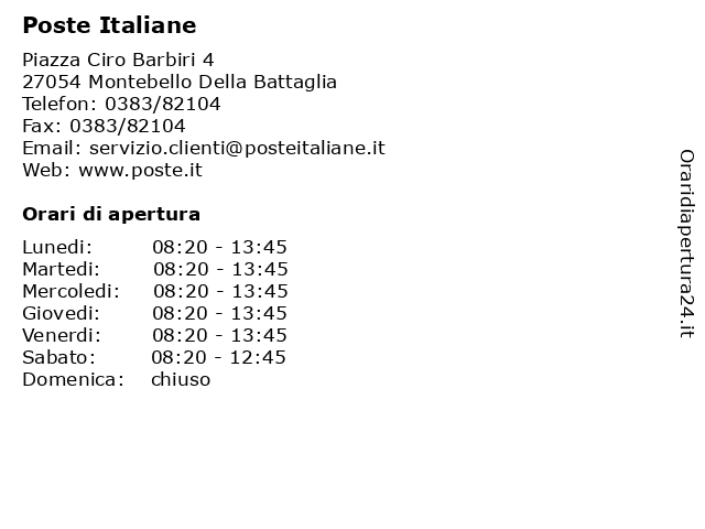 Poste Italiane a Montebello Della Battaglia: indirizzo e orari di apertura
