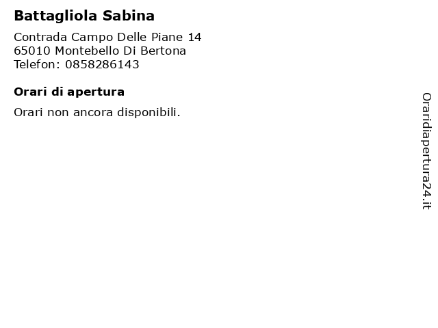 Battagliola Sabina a Montebello Di Bertona: indirizzo e orari di apertura