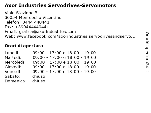 Axor Industries Servodrives-Servomotors a Montebello Vicentino: indirizzo e orari di apertura
