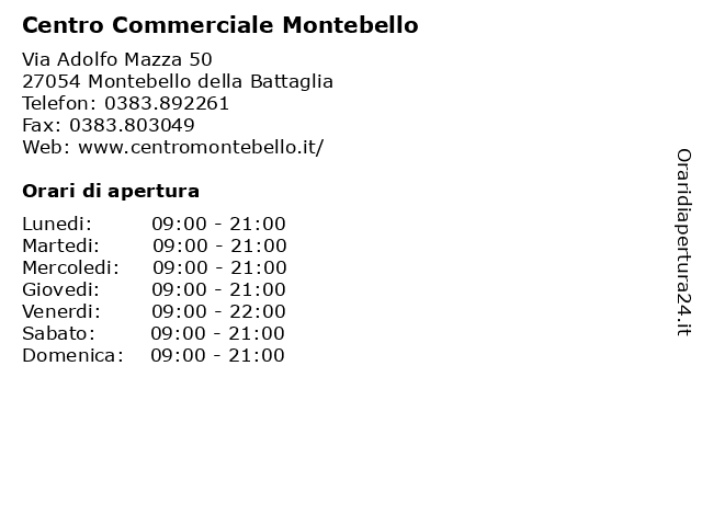 Centro Commerciale Montebello a Montebello della Battaglia: indirizzo e orari di apertura
