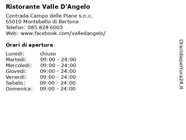 Ristorante Valle D'Angelo a Montebello di Bertona: indirizzo e orari di apertura