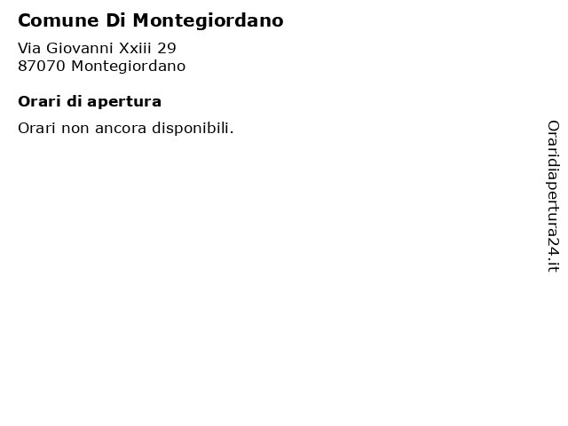 Comune Di Montegiordano a Montegiordano: indirizzo e orari di apertura
