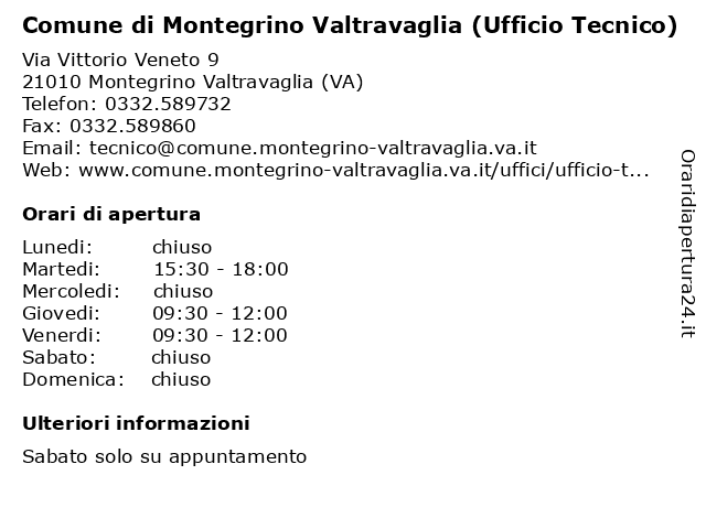 Comune di Montegrino Valtravaglia (Ufficio Tecnico) a Montegrino Valtravaglia (VA): indirizzo e orari di apertura