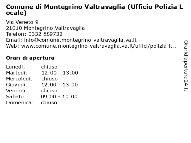 Comune di Montegrino Valtravaglia (Ufficio Polizia Locale) a Montegrino Valtravaglia: indirizzo e orari di apertura