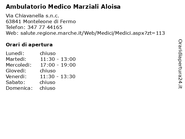 Ambulatorio Medico Marziali Aloisa a Monteleone di Fermo: indirizzo e orari di apertura